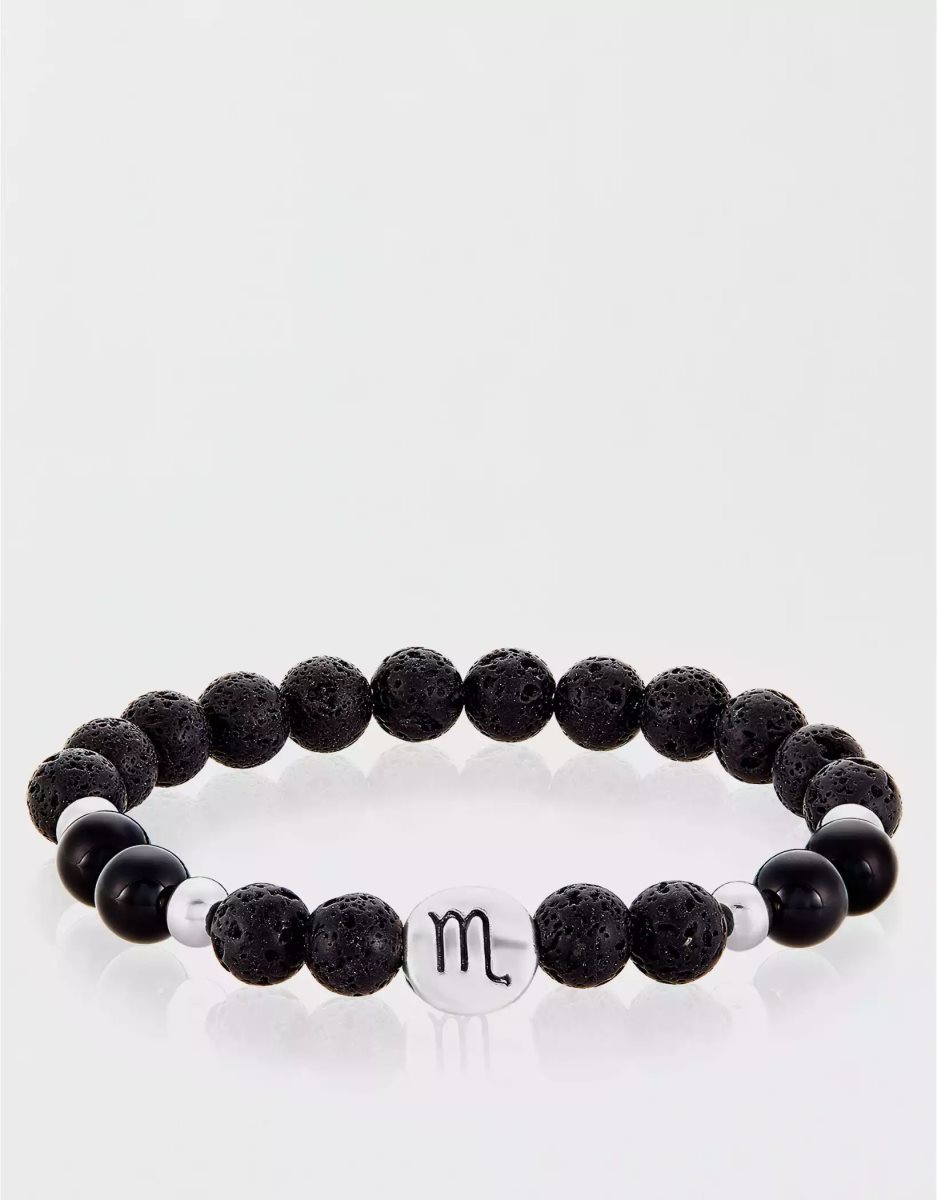 Bijoux American Eagle Zodiac Bead Bracelet Noir Homme | GXU-03288739